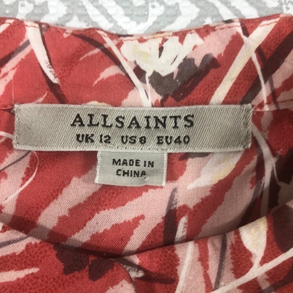 All Saints Alise Kazuno Floral Print Drawstring Dress 8 - Picture 7 of 13
